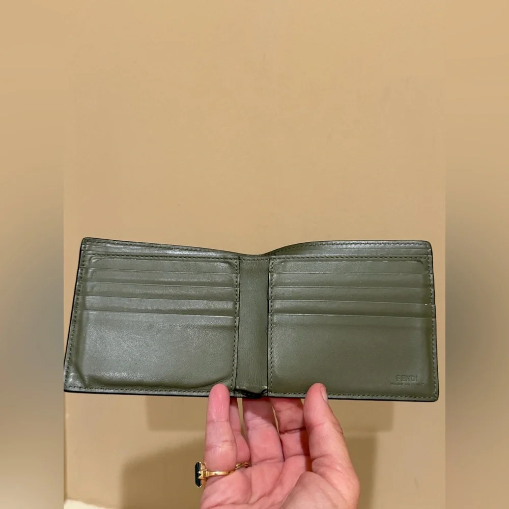 Fendi Olive Green Monster Eyes Bifold Wallet 2018